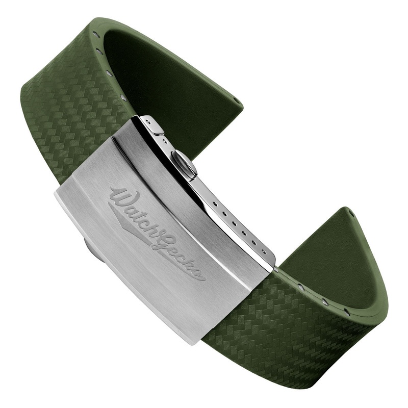 400 CTS Italian Rubber Divers Reversible Watch Strap – Military Green – Brushed / Polished