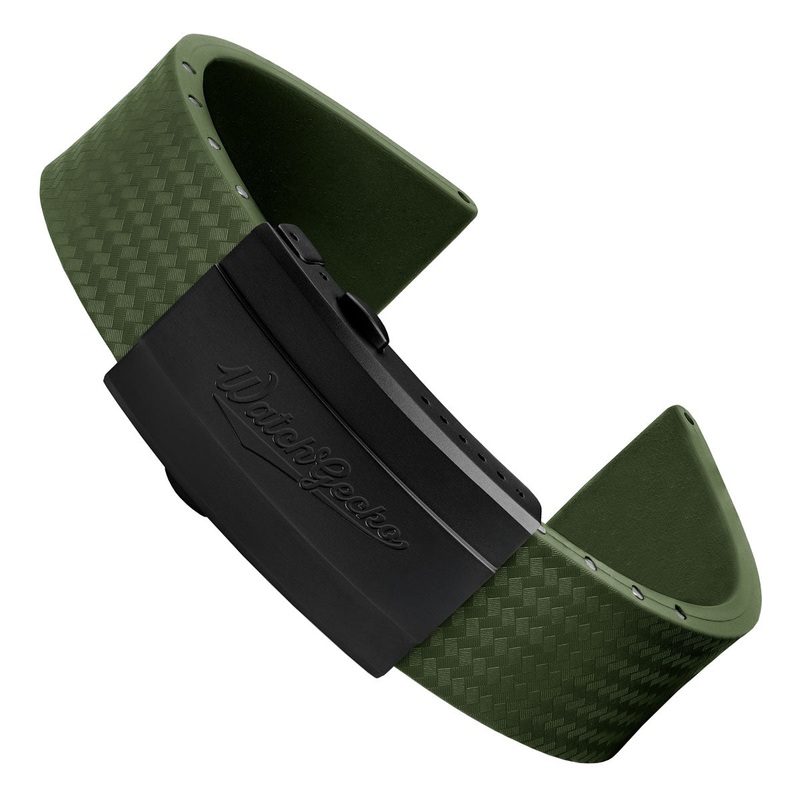 400 CTS Italian Rubber Divers Reversible Watch Strap – Military Green – IP Black