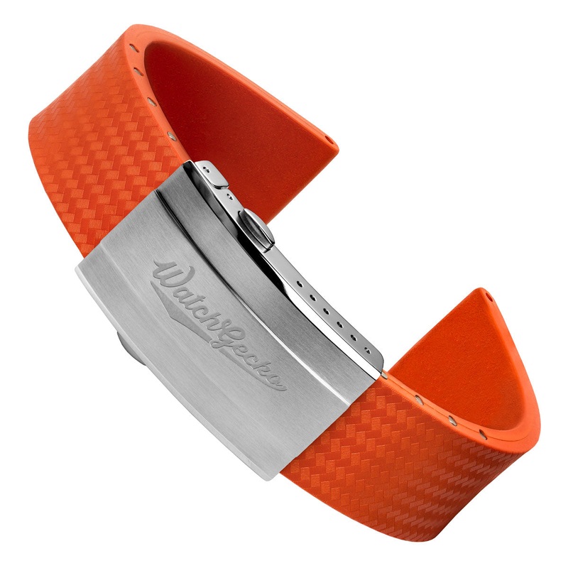 400 CTS Italian Rubber Divers Reversible Watch Strap – Orange – Brushed/Polished
