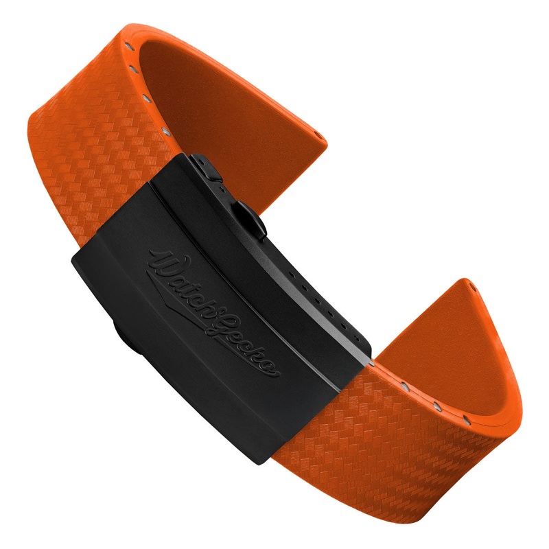 400 CTS Italian Rubber Divers Reversible Watch Strap – Orange – IP Black