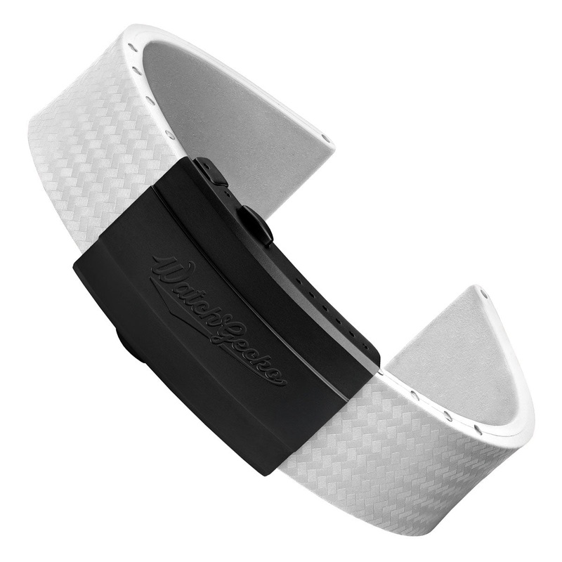 400 CTS Italian Rubber Divers Reversible Watch Strap – White  – IP Black