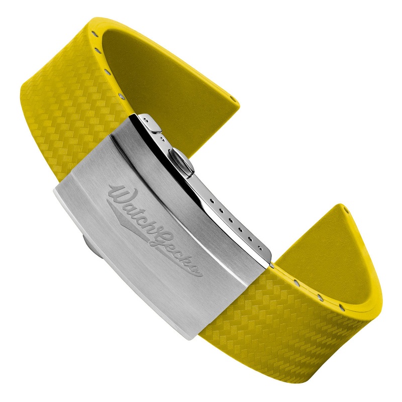 400 CTS Italian Rubber Divers Reversible Watch Strap – Yellow – Brushed / Polished Buckle