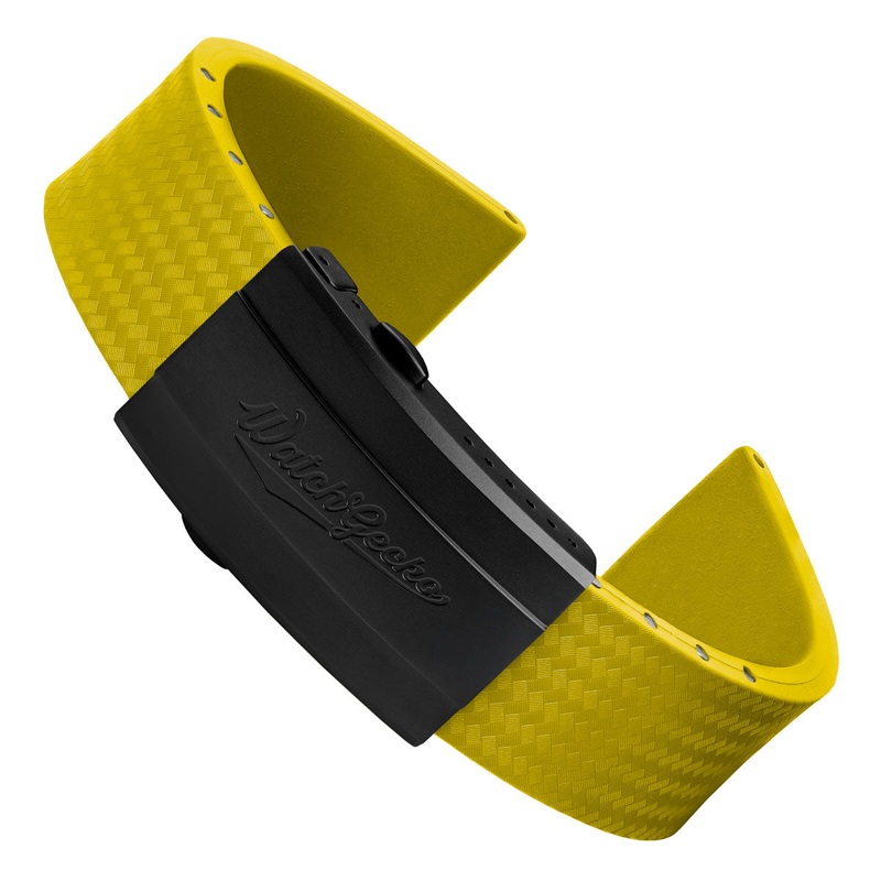 400 CTS Italian Rubber Divers Reversible Watch Strap – Yellow – IP Black