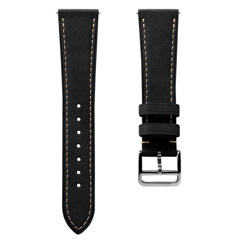 Brixham Flat Leather Watch Strap – Pastel Black