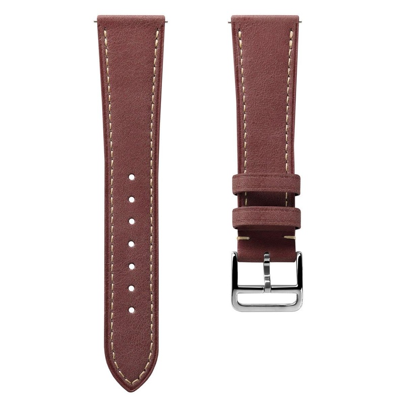 Flat Leather Watch Strap – Pastel Burgundy