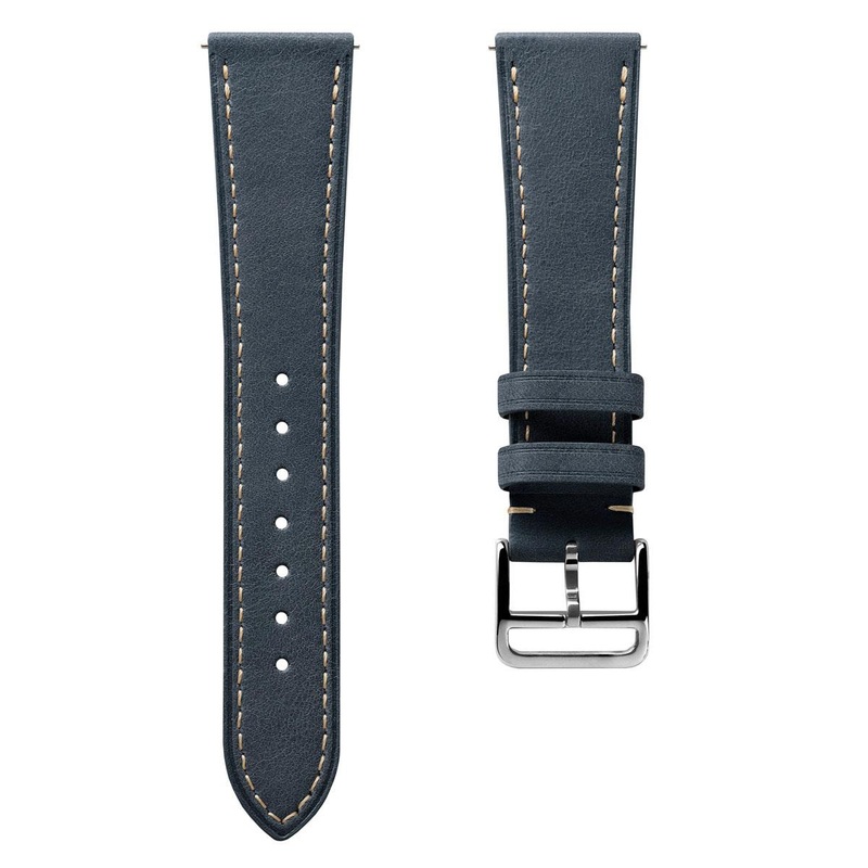 Flat Leather Watch Strap – Pastel Dark Blue