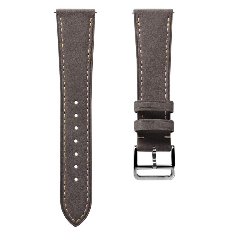 Flat Leather Watch Strap – Pastel Dark Grey