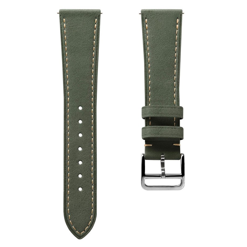 Flat Leather Watch Strap – Pastel Sage Green