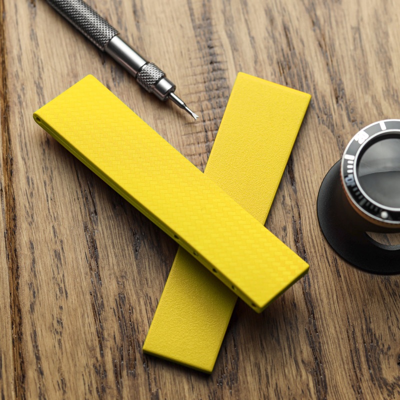 WatchGecko 400 Italian Rubber Strap 2 Additional Parts – Yellow