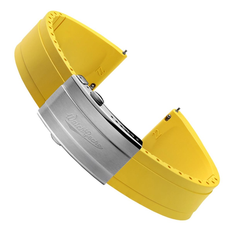 WatchGecko Sedona CTS Rubber Deployant Watch Strap – Canary Yellow