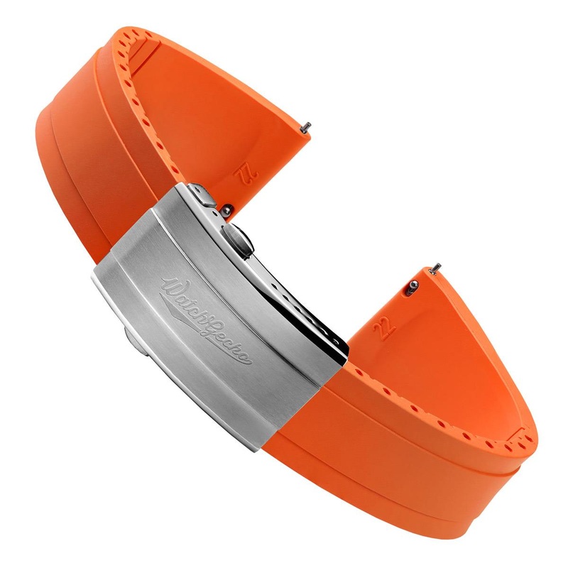 WatchGecko Sedona CTS Rubber Deployant Watch Strap – Spanish Orange
