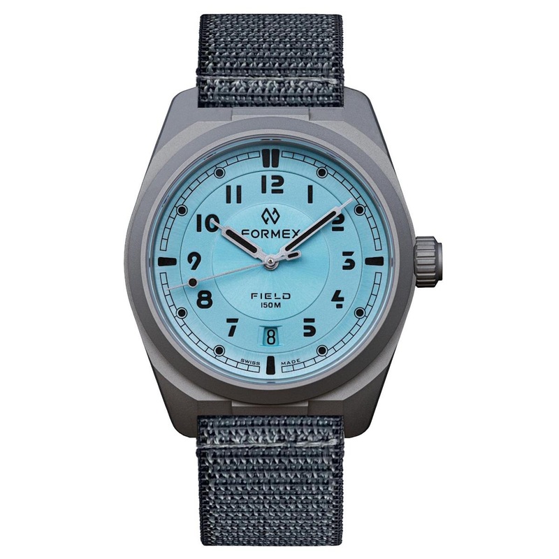2025 FORMEX Field 40 mm “Ice Blue” on blue nylon / velcro strap