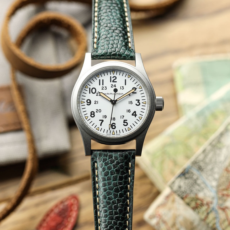 Adassa Padded Leather Watch Strap – Caviar Forest Green