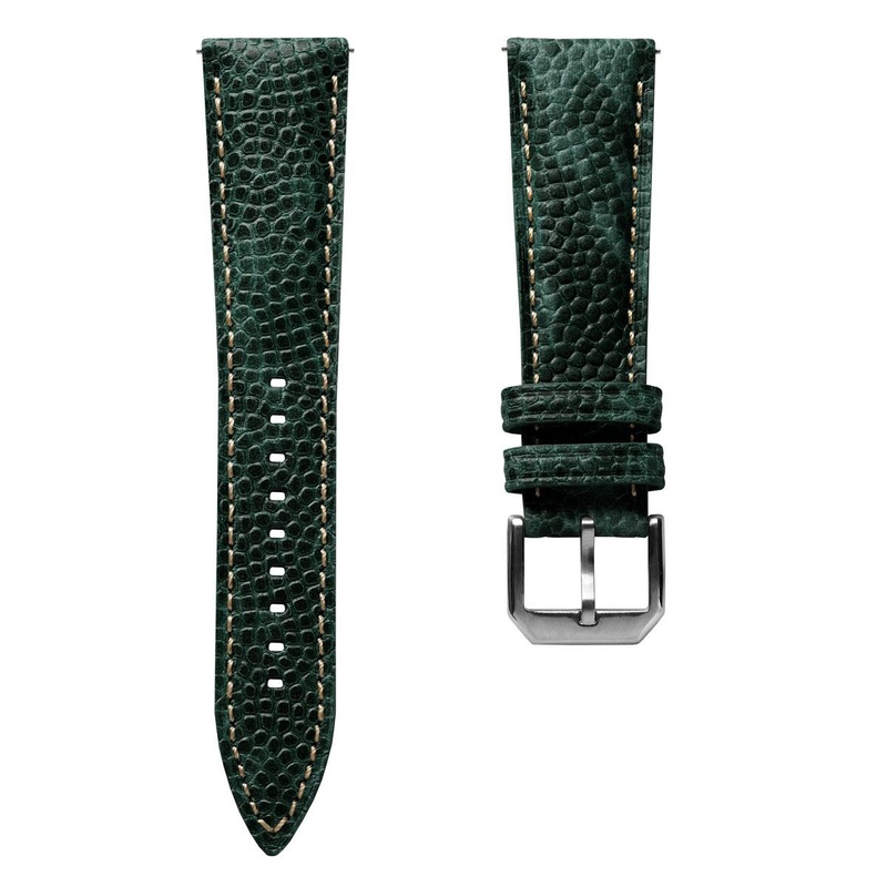 Adassa Padded Leather Watch Strap – Caviar Forest Green