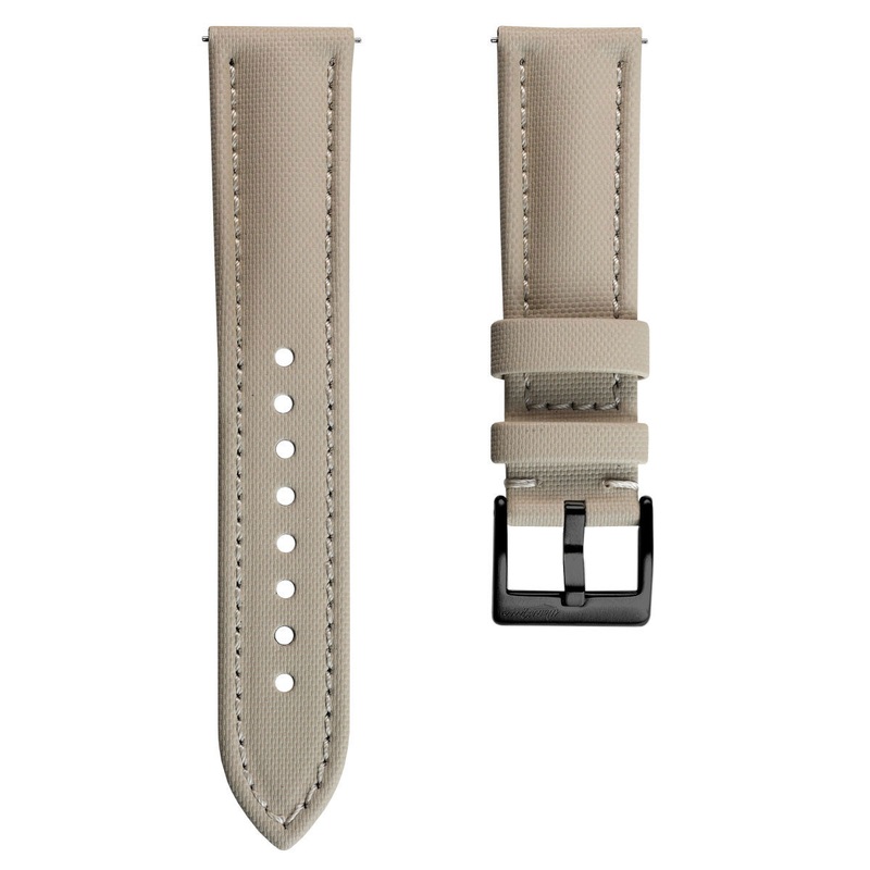 Atlas Sailcloth Watch Strap – Beige with IP Black Buckle