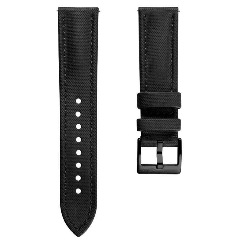 Atlas Sailcloth Watch Strap – Black with IP Black Buckle