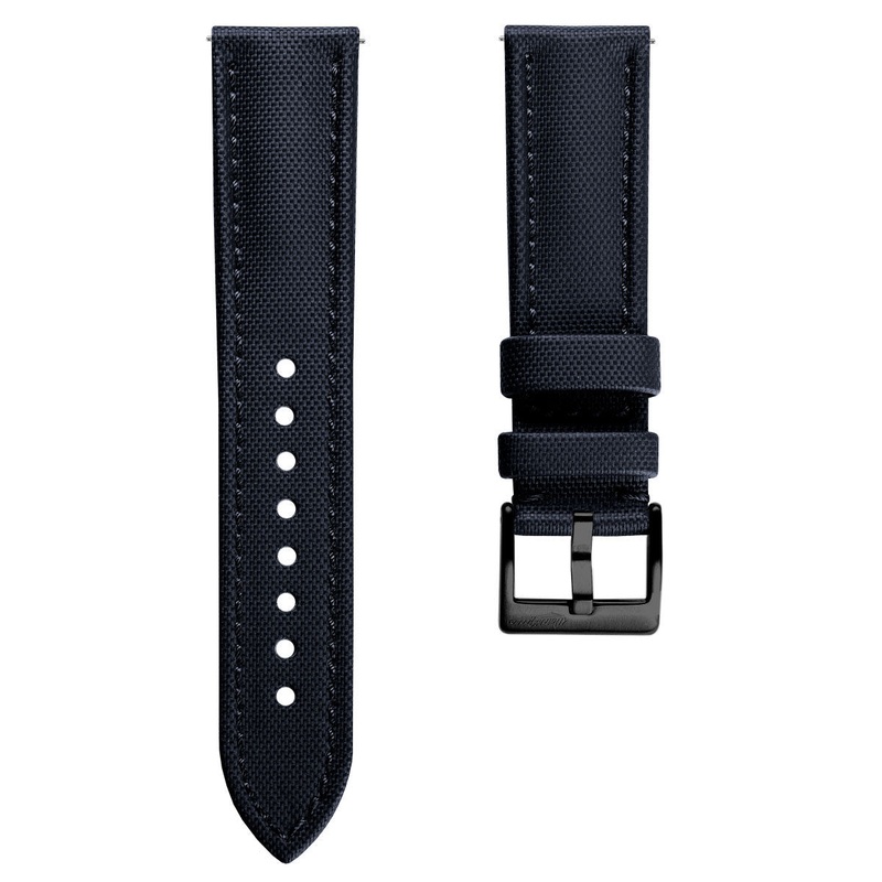 Atlas Sailcloth Watch Strap – Blue with IP Black Buckle