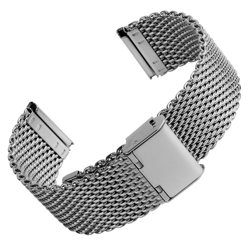 Classic Style Stainless Steel Milanese Mesh Watch Strap – Polished – New/Old Stock