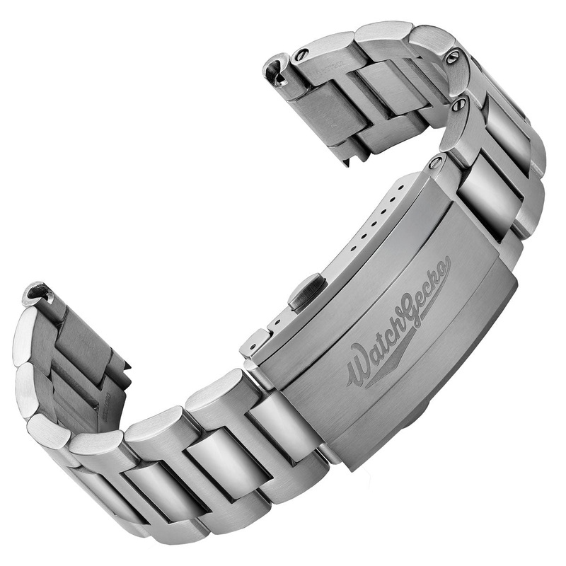 Langstone Solid Stainless Steel Diver’s Watch Bracelet – Polished Centre Links