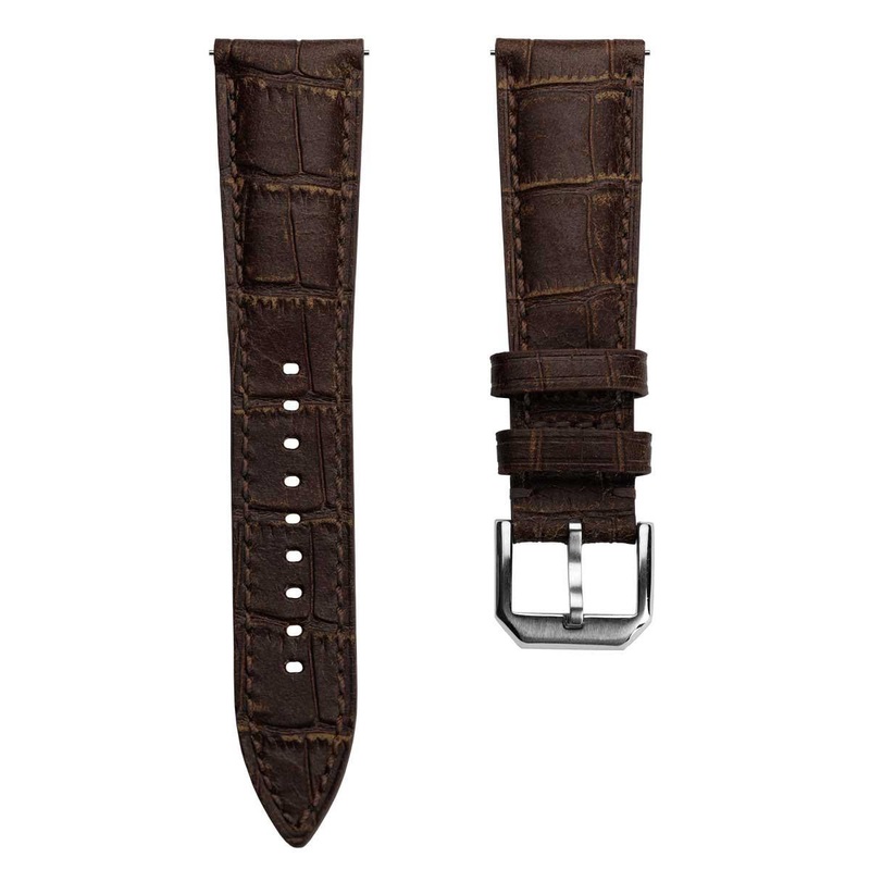 Vintage Carolina Gator Print Genuine Leather Watch Strap – Brown