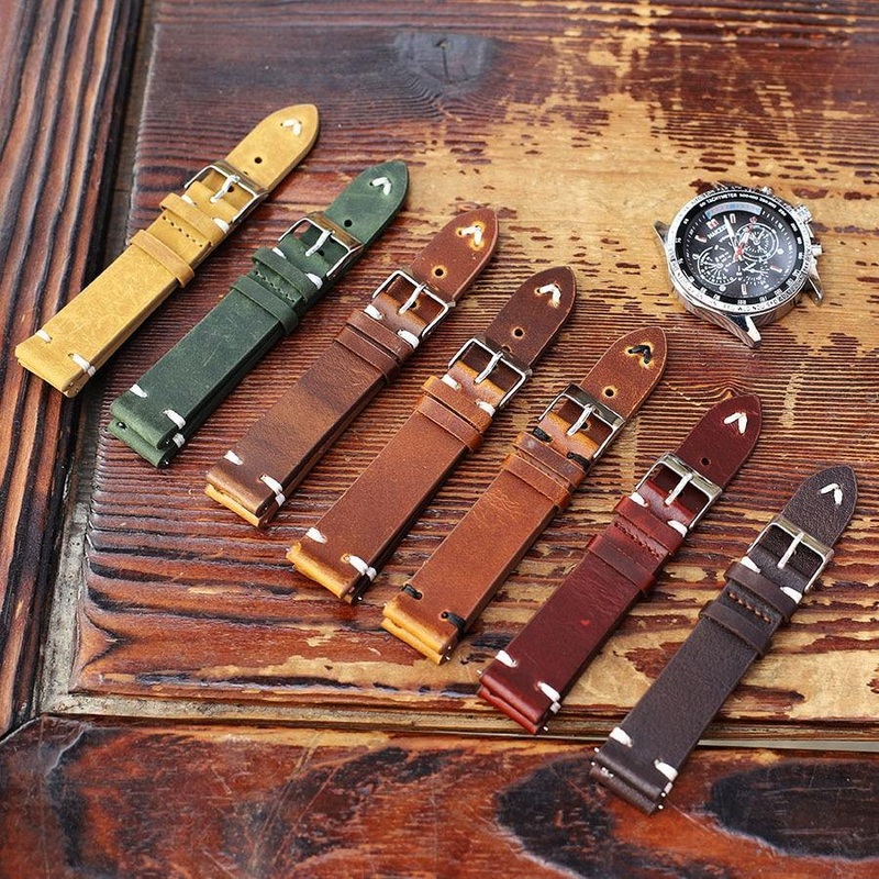 Distressed Cow Leather Watch Strap with Quick-Release