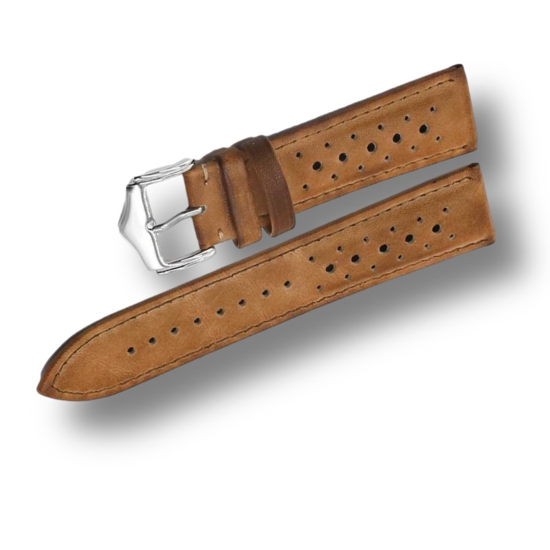 Stitched Vintage Genuine Leather Racing Watchband
