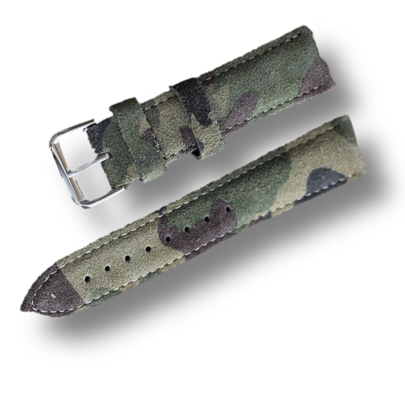 Suede Leather Camouflage Watch Strap