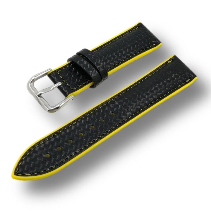 Colored Border Silicone Carbon Watch Strap