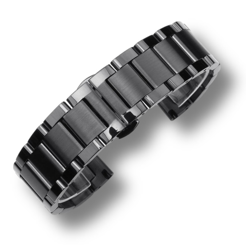 Curved Stainless Steel Watchband with Butterfly Buckle