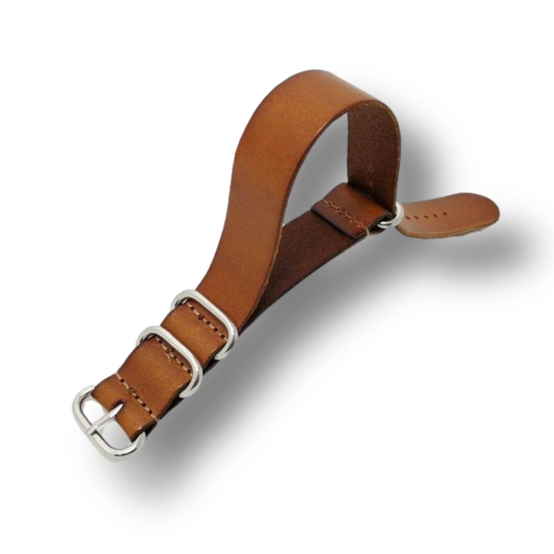 Silver Buckle Leather Zulu Strap