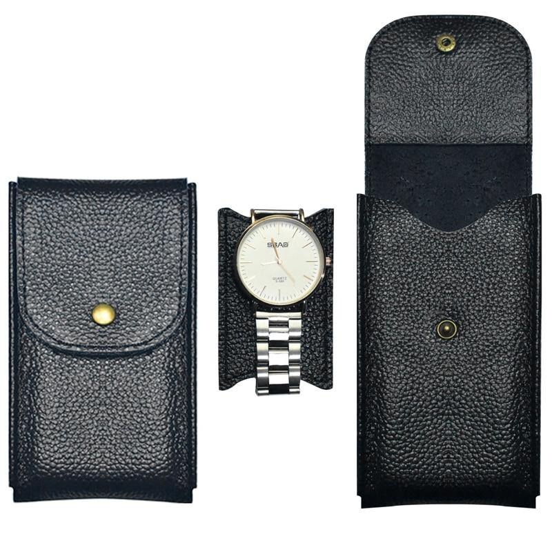 Genuine Leather Watch Case Lichee Pattern brown