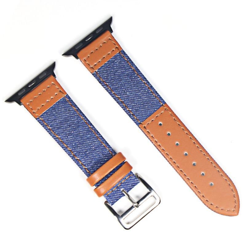 Leather Jeans Hybrid Watch Band for Apple Watch
