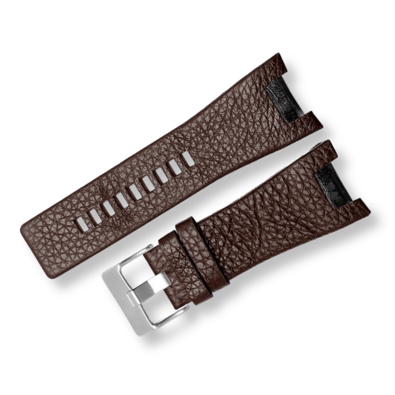Genuine Leather Notched Watchband for Diesel Watches