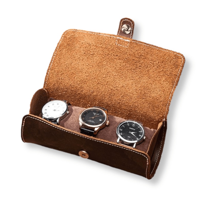 2/3 Slot Watch Box Leather Case 3slot Coffee