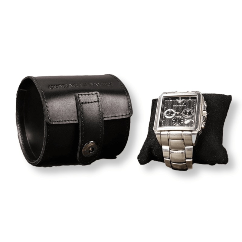 Black Cow Leather Single Slot Watch Roll