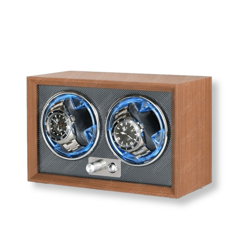Double Wodden Watch Winder for Automatic Watches FR-166-Inner Black