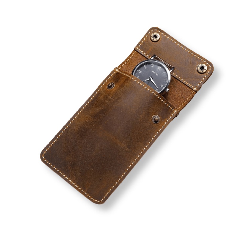 Leather 1-Slot Watch Travel Pouch