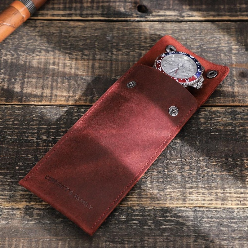 Vintage Cow Leather Single Slot Watch Storage Case brown