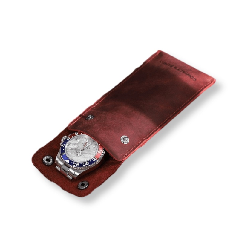 Vintage Cow Leather Single Slot Watch Storage Case brown