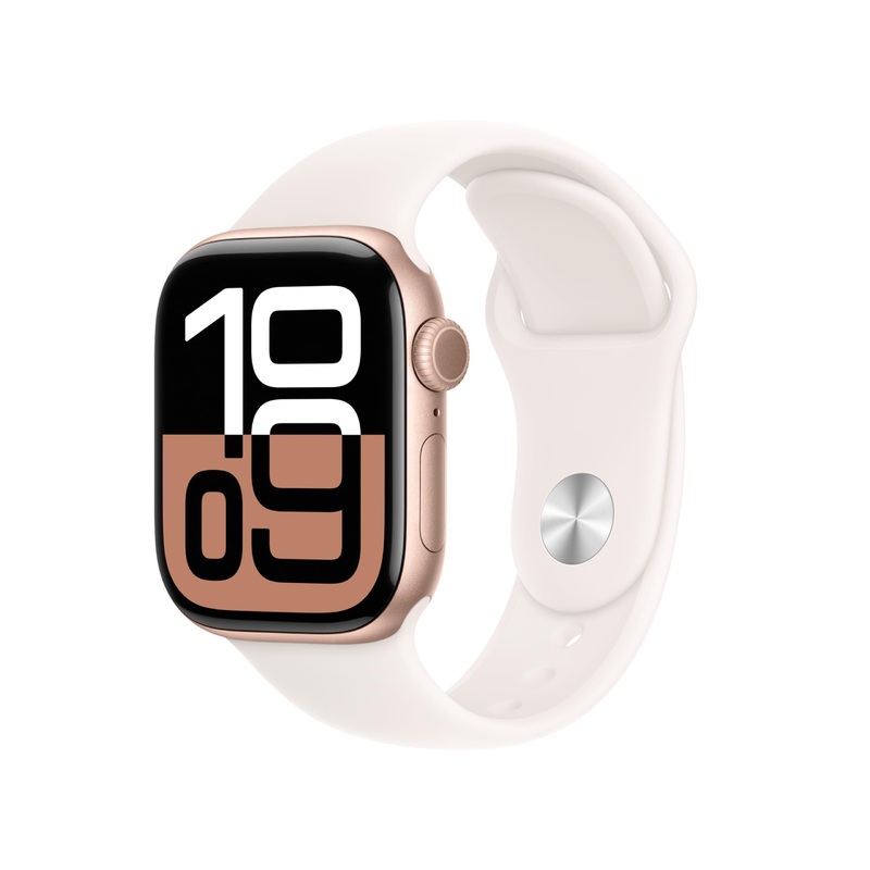 Apple Watch Series 10 [GPS 42mm] – Rose Gold Aluminium Case & Light Blush Sport Band – S/M, Fitness Tracker, ECG, Always-On Display, Water Resistant RoseGold Aluminium Case with LightBlush Sport Band