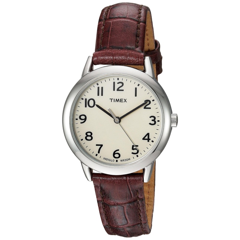 Timex Women’s Easy Reader Watch Brown/Silver-Tone/White/30mm