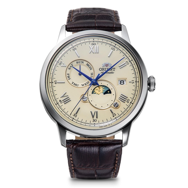 Orient Bambino Sun & Moon Automatic RN-AK0803Y Men’s Watch – Ivory Classic