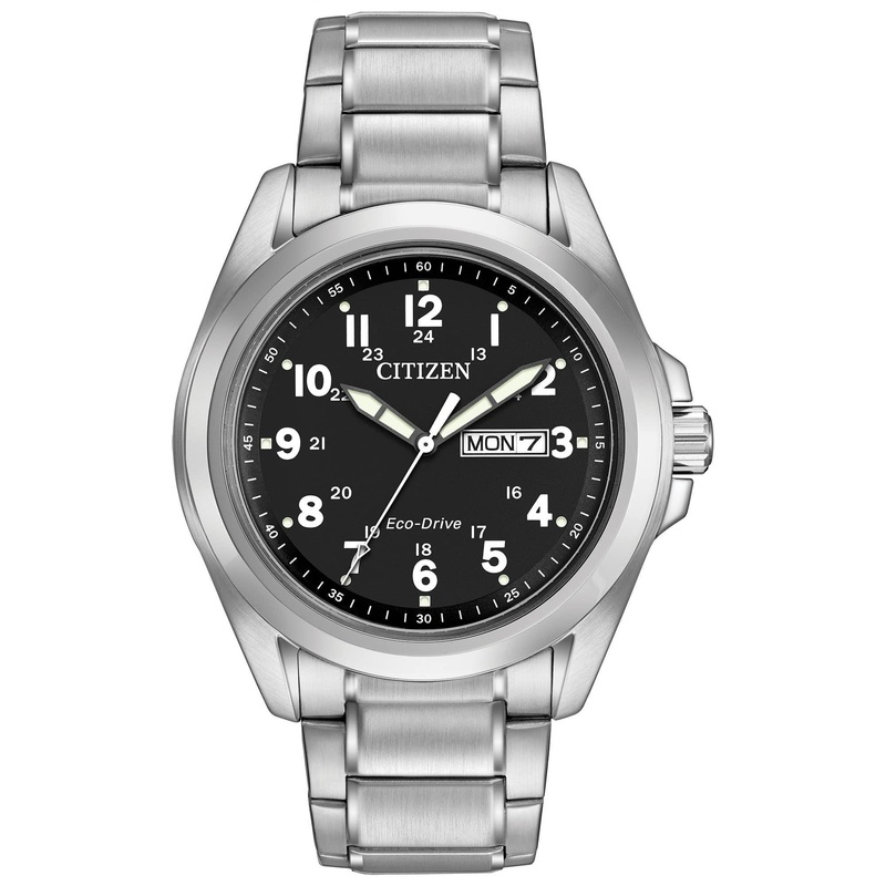 Citizen Eco-Drive Garrison Field Watch – 43mm, Stainless Steel, Black Dial (Model: AW0050-82E)