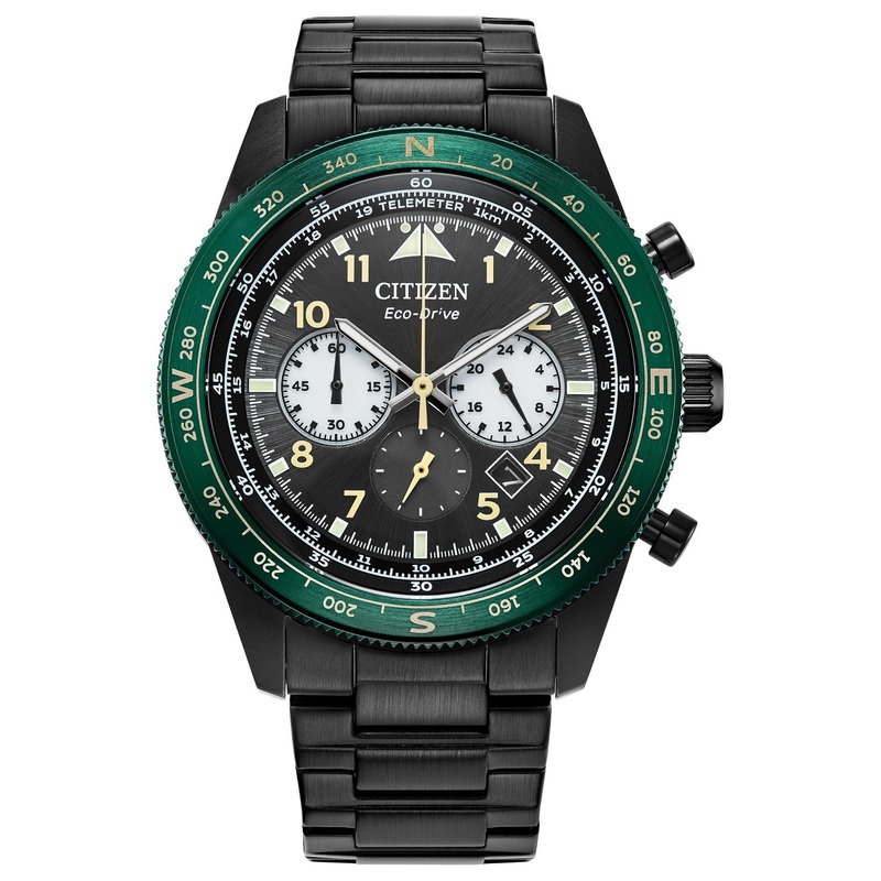 Citizen Eco-Drive Weekender Chronograph Watch – Black Stainless Steel (Model: CA4555-81E)