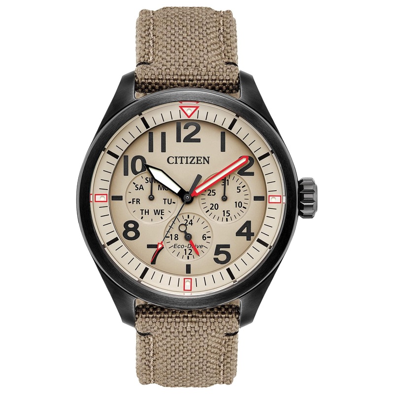 Citizen Eco-Drive Weekender Garrison Field Watch – Stainless Steel & Khaki Nylon (Model: BU2055-08X)
