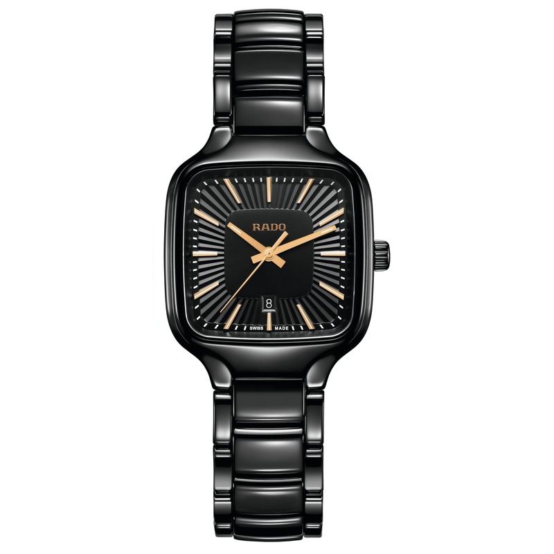 Rado True Square Black Ladies Dial with Rose Gold Indexes (R27080172)