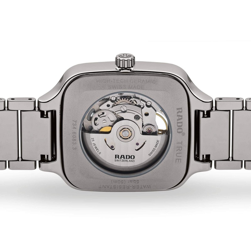 Rado True Square Swiss Automatic Watch with Ceramic Strap (Model: R27083202)