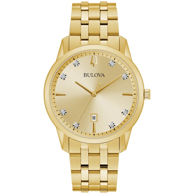 Bulova Men’s Classic Diamond Sutton 3-Hand Quartz Watch, 40mm Gold
