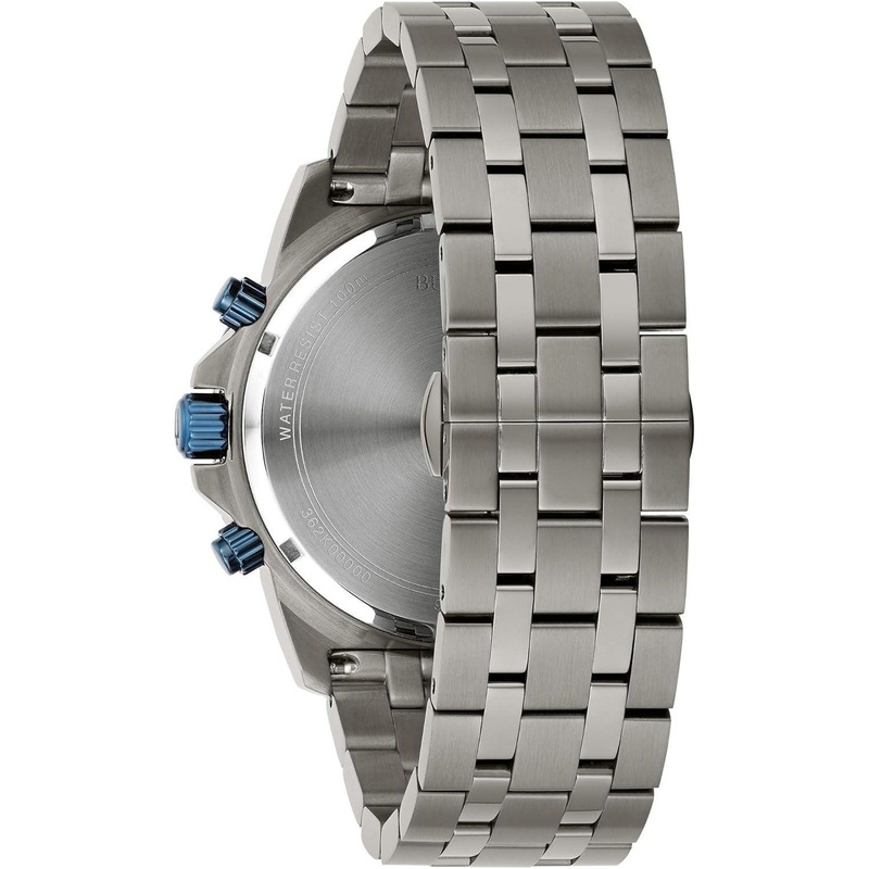 Bulova Men’s Marine Star ‘Series A’ Gray IP Stainless Steel with Blue Accents Chronograph Quartz Watch, 4mm Style: 98B411
