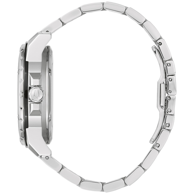 Bulova Marc Anthony Men’s Automatic Marine Star Stainless Steel Watch,Open Aperture,Exhibition Case Back,Diamond Accent Blue Sunray Dial, (Model:98D184)